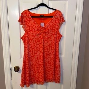 Y2K Cap Sleeve Groovy Floral Dress 🌼 XXL NWT